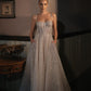 Robe de soirée brillante argentée à licou