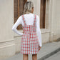Plaid Woolen Dress Slimming Suspenders Short Skirt For Women