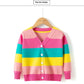 Children's Cotton Sweater Rainbow Striped Cardigan Knitted Coat