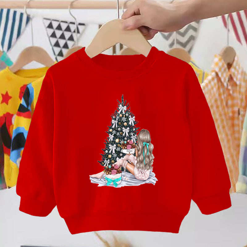 Pull pour enfant imprimé Père Noël, bonhomme de neige, élan