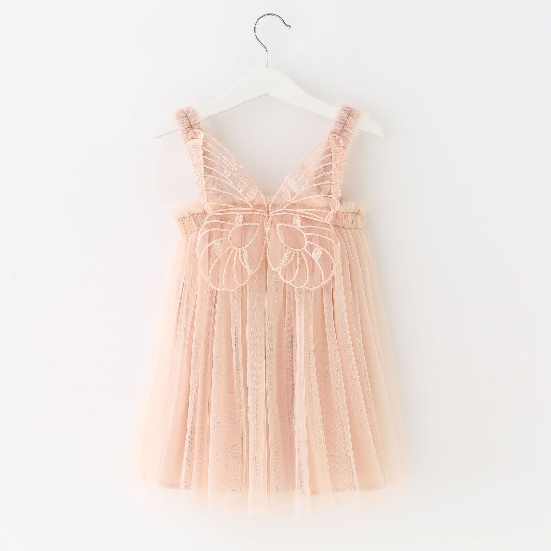 Robe en maille pour enfants, robe d'anniversaire à bretelles, jupe jupon, ailes d'ange tridimensionnelles, jupe féerique à la mode