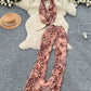 Sexy Scooped-neck Leopard-print Tank Top With High-waisted Flared Pants