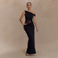 Pleated Women's Dress Shoulder Midriff Outfit