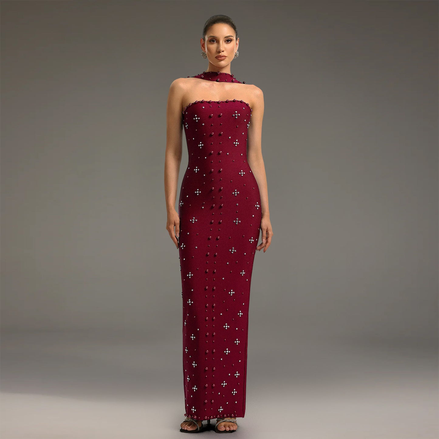 Elegant Beaded Bodycon Tube Dress For Women