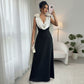 A High-end And Elegant V-neck Sleeveless Dress With Contrasting Colors