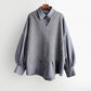 Women's Mid-length Loose Striped Fake Two-piece Shirt
