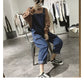 Women's High-waist Straight-leg Soft Denim Overalls