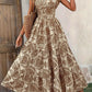 Printed V-neck Waist-tight Long Dress