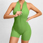 Combinaison short de yoga zippée sans manches pour femme, effet gainant, extensible, effet gainant, pour le sport et le levage des fesses