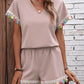 Women's Suit V-neck Short Sleeve Top Shorts