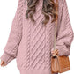 Women's Round Neck Long Sleeve Twisted Knitted Mid-length Dress Sweater