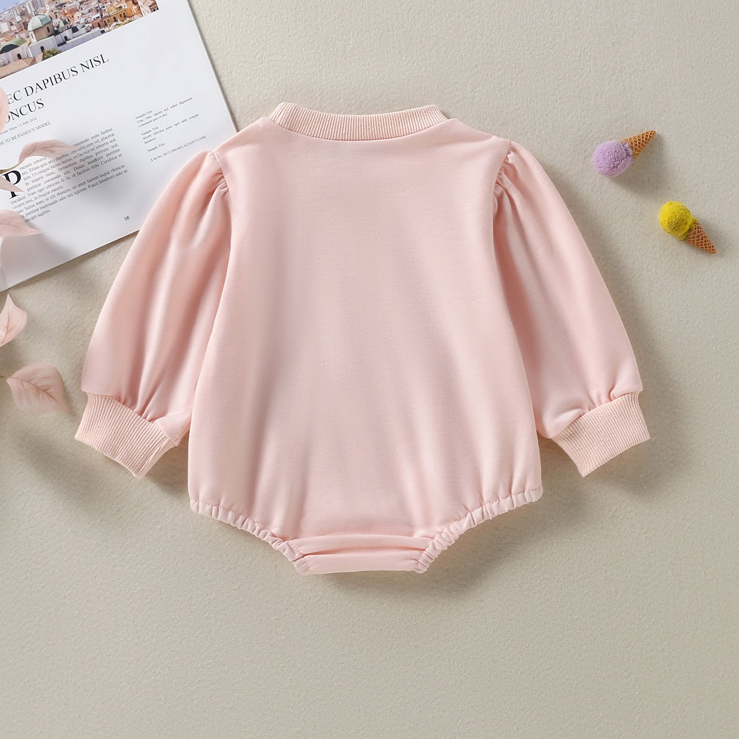 Pink Thread Long-sleeved Printed Romper
