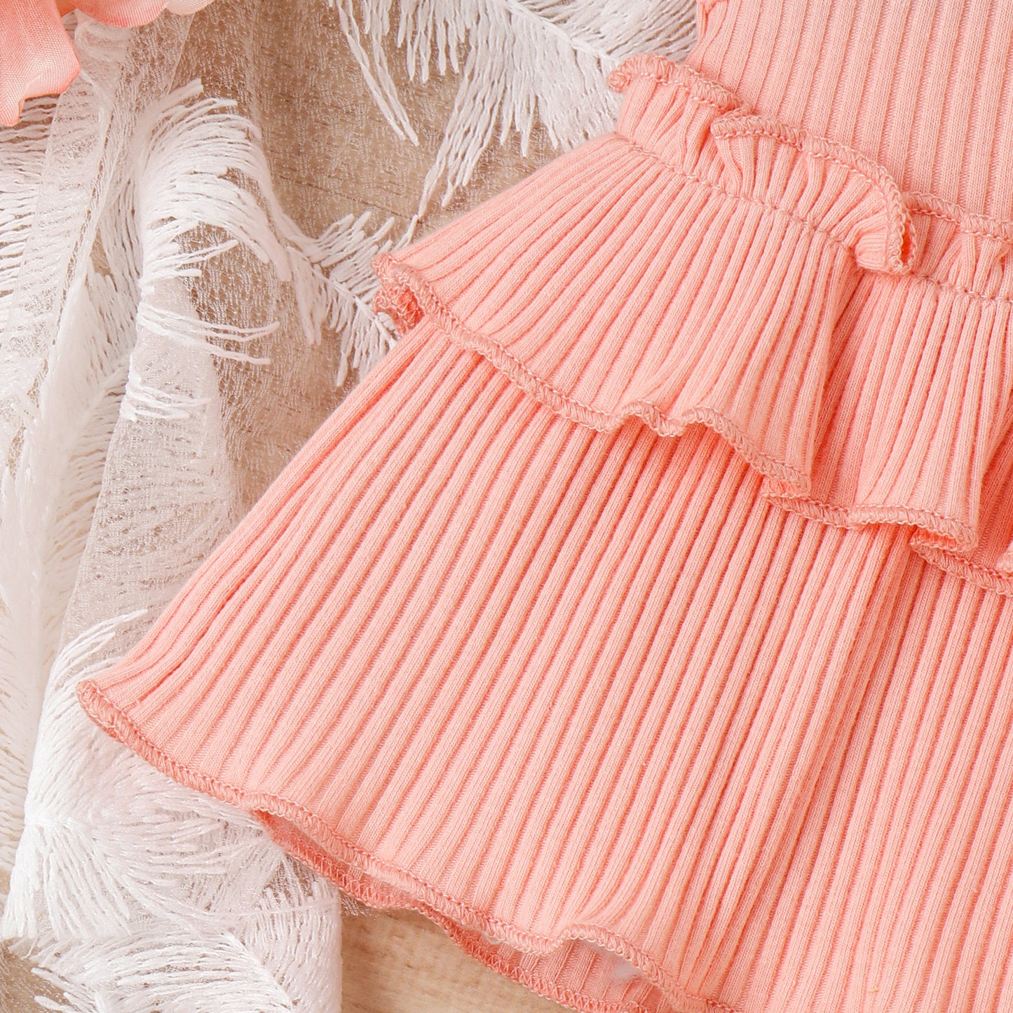 Vêtements pour enfants printemps-été pour jeunes et petites filles, chemisier à col en dentelle, pantalon à rayures enfoncées en corne, costume deux pièces