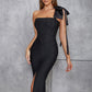 Sleeveless One-shoulder Tight Niche Split Bandage One-piece Dress