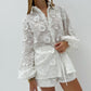 Embroidered Transparent Shirt High Waist Shorts