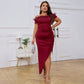 Off-the-shoulder Design Irregular Slim Feather Dress