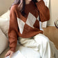 Women's Korean-style Casual Rhombus Loose Pullover Sweater