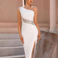 Bandage Solid Color One-shoulder Joint Slim Fit Dress
