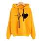 Sweat à capuche à manches longues pour femme, imprimé cœur, style streetwear, printemps-automne