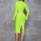 Retro Back Hollow-out Slit Slim-fitting Long Sleeve Dress