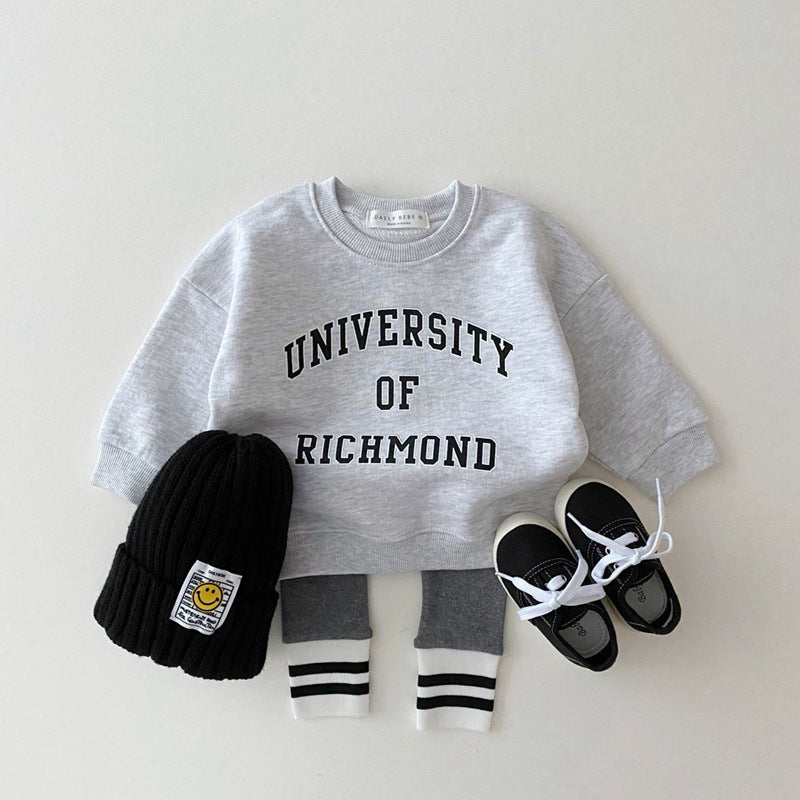 Infant & Toddler Casual Bright Alphabet Round Neck Sweatshirt