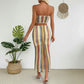 Womens Two-Piece Set Color-Striped Tube Top And Skirt Combo