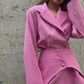Solid Color Long Sleeve Suit Coat Waist Seal Suit