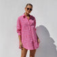Women's Fashionable Loose Casual Cardigan Dress With Print And Lapel