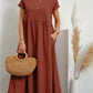 European And American Solid Color Sleeveless Loose Cotton Linen Pocket Dress