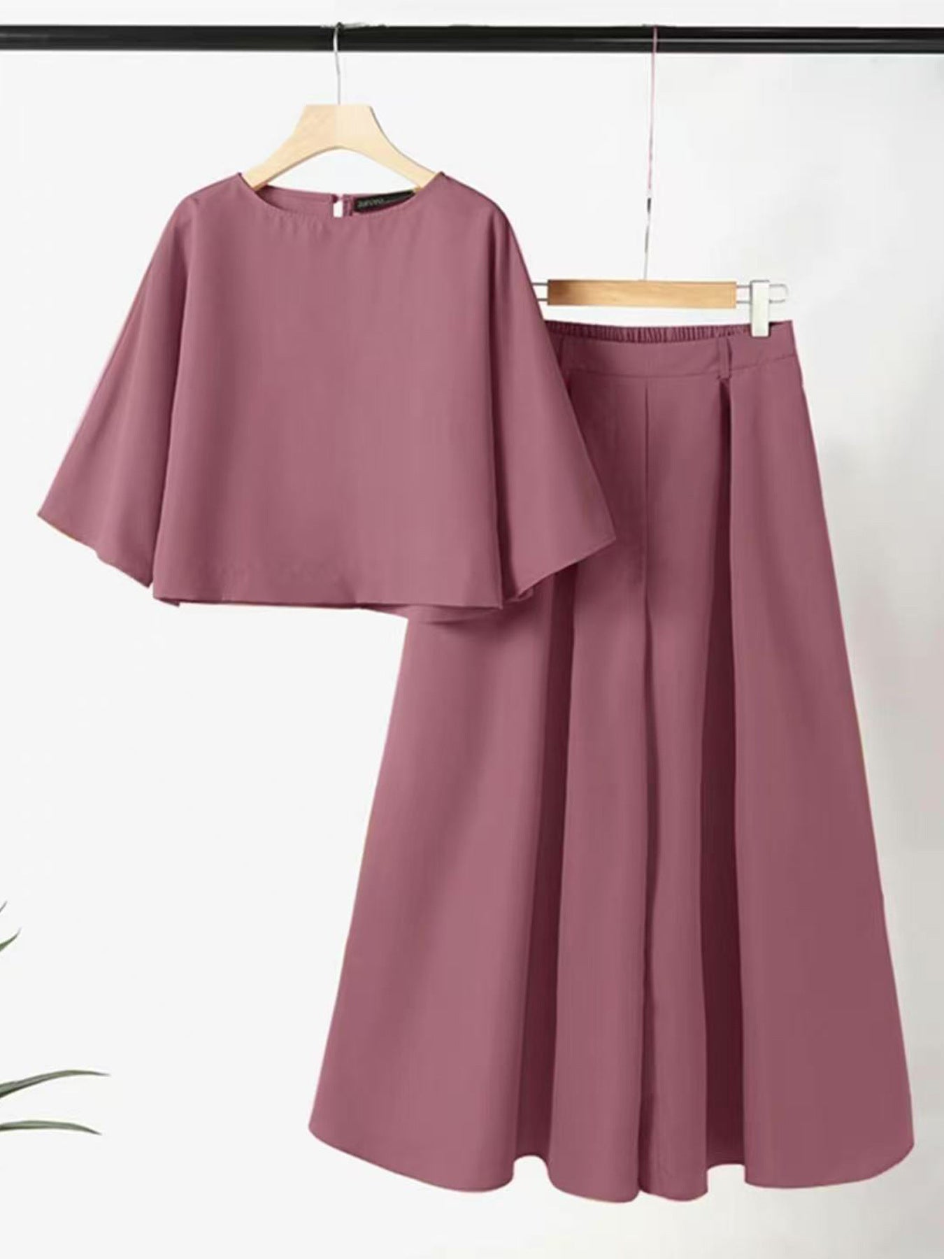 European And American Fashion Suit Solid Color Short Sleeve Loose Trousers Two-piece Set
