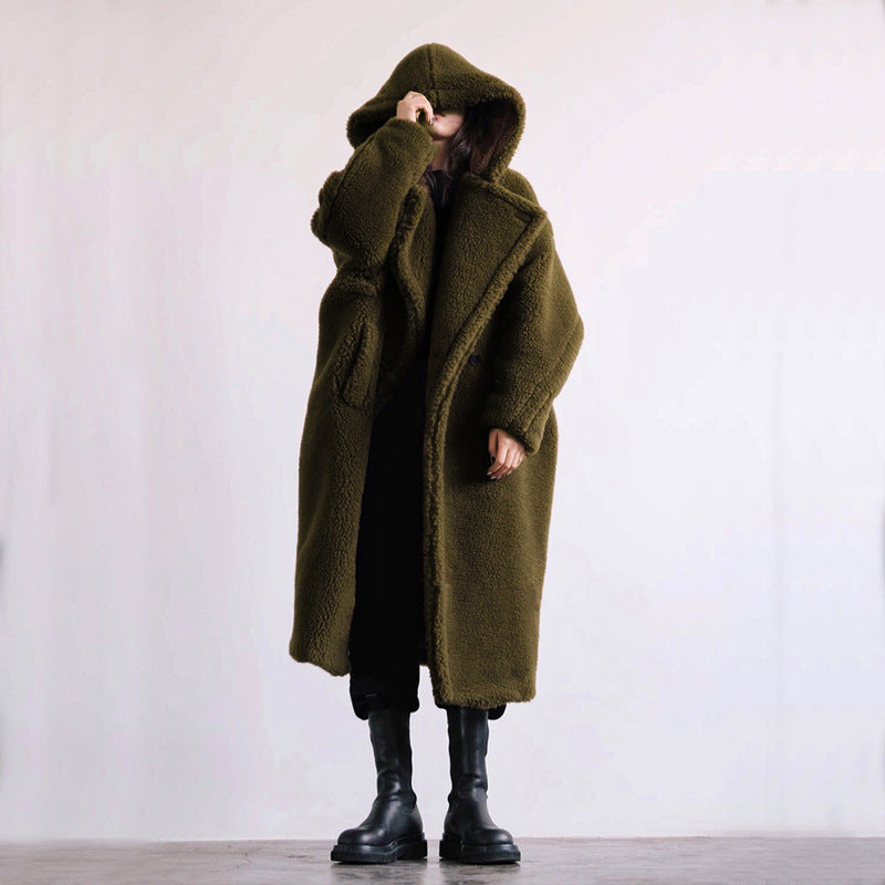 Manteau mi-long en fausse fourrure pour femme, style décontracté, automne et hiver