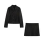Suede Texture Effect Long Sleeve Short Jacket Jacket Casual Mid-length Dress Set