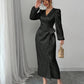 Long-sleeve Dress Leopard-print Jacquard Dress