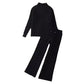 Ensemble deux pièces pull tricoté et pantalon large