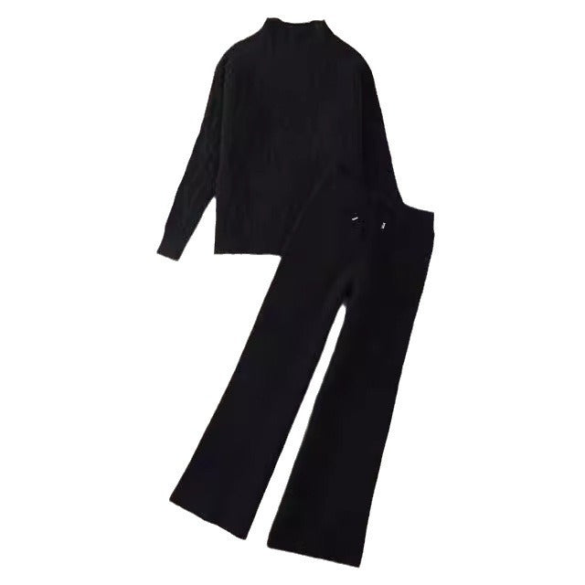 Ensemble deux pièces pull tricoté et pantalon large