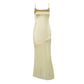 Classic Style Elegant Slim Satin Stitching Mesh Spaghetti-strap Dress