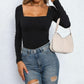 Tight Off-neck Sunken Stripe Knitted Jumpsuit