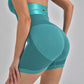 Short de yoga rayé taille haute, pantalon moulant pour femme, leggings de sport, de course à pied et de fitness