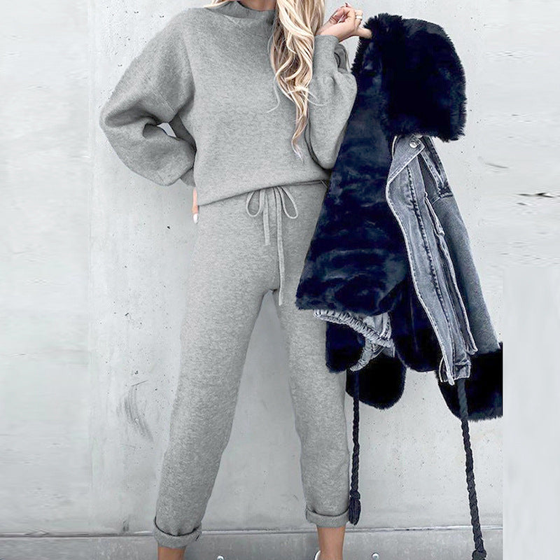 Autumn And Winter Long Sleeve Fleece Fashion Casual Sweater Suit