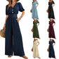 Neck-gathered Bodysuit With Casual Wide-leg Pants