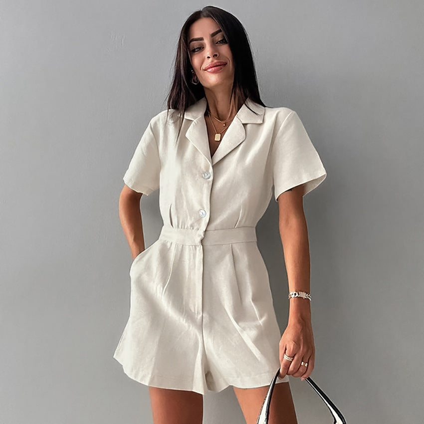 Design Casual All-match Solid Color Jumpsuit