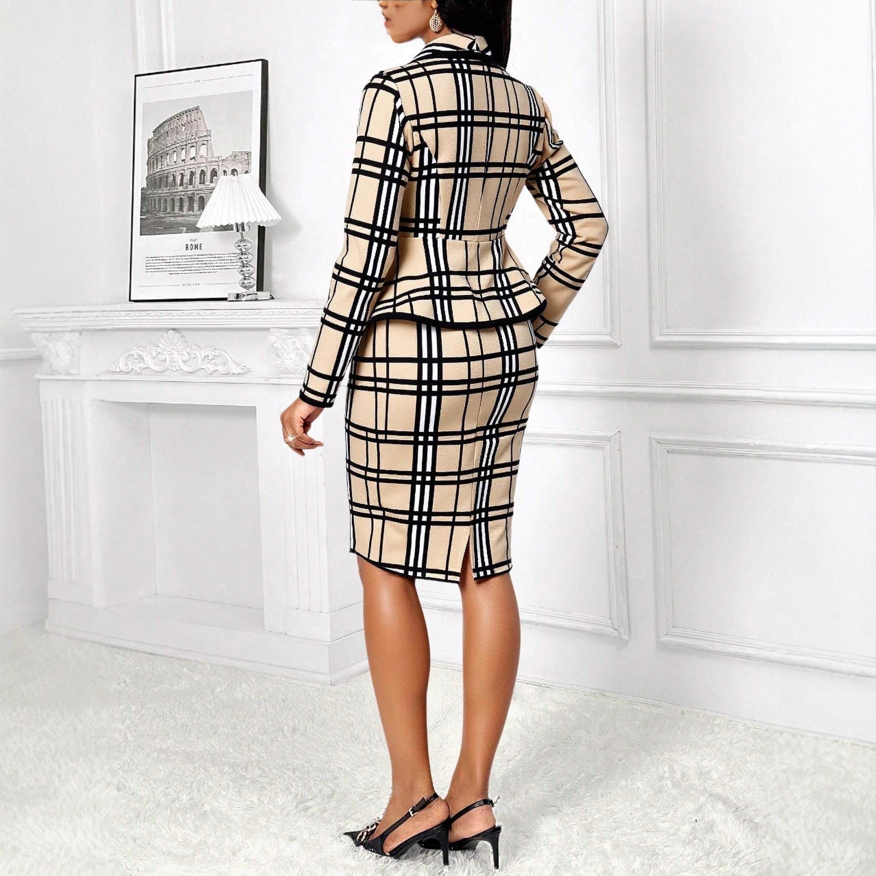 Womens Minimalist Blazer And Skirt Set