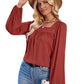 Solid Color Square Collar Slim Fit Long-sleeved Versatile Top
