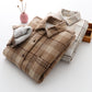 Women's Lazy Style Warm Woolen Coat With Thick Plaid Shirt