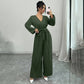 Elegant Casual Cropped Cross-V-Neck Pleated Culotte Jumpsuit