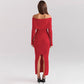 Women's Off-shoulder Collar Long Sleeve Off-shoulder Split Dress