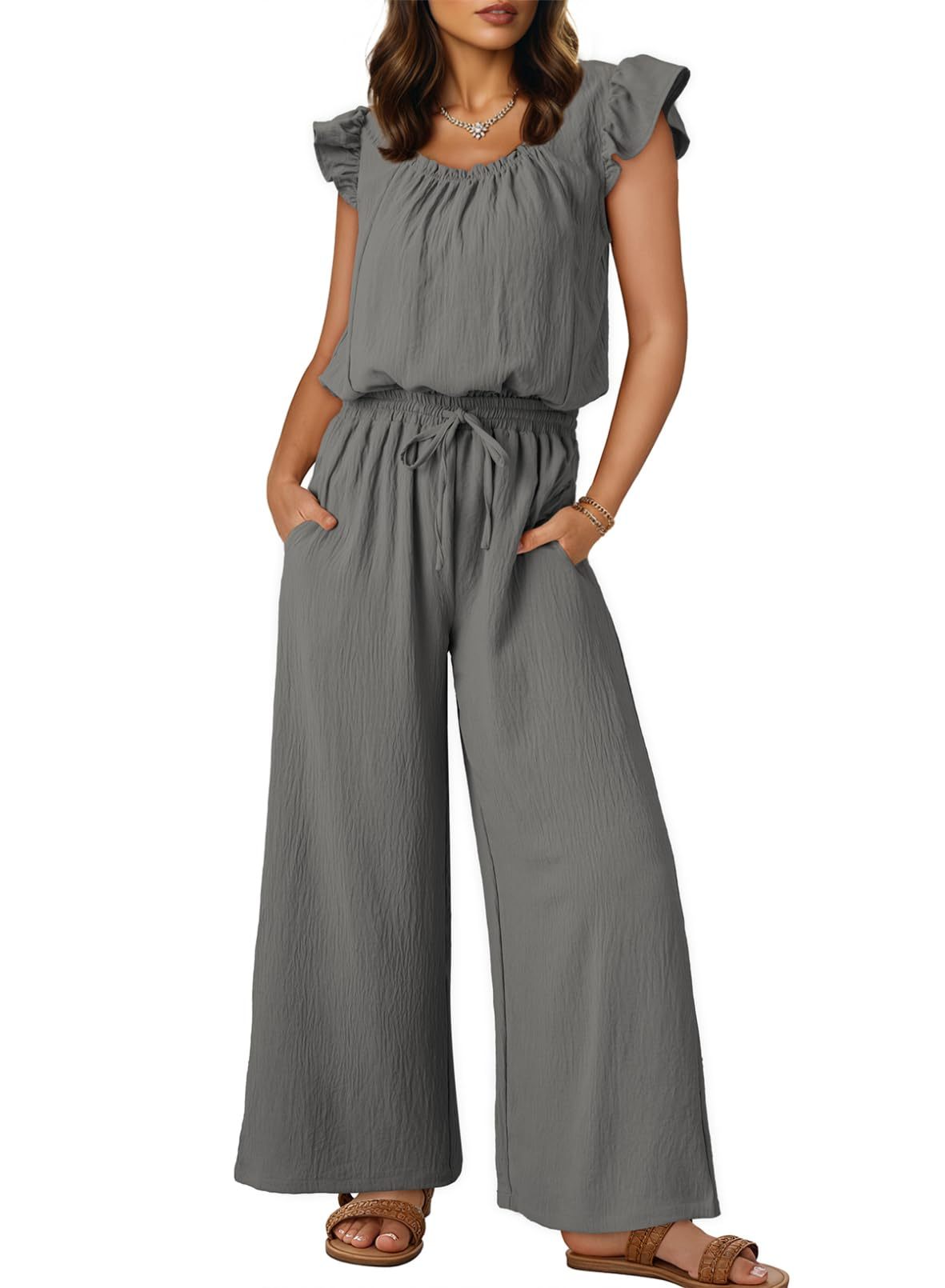 Square Collar Sleeveless Camisole Wide Leg Trousers