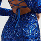 Robe sexy dos nu à paillettes, mode slim, col carré, manches longues, vêtements pour femmes
