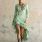 Ruffled No-wash Denim Fabric Dress