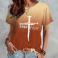 Summer Short Sleeve T-shirt Cross And Letter Print Tops Women